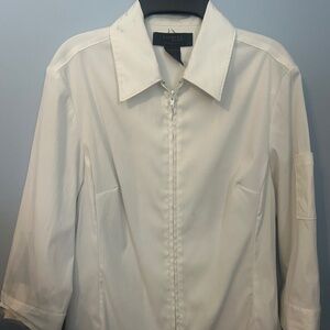 Express White zip-up shirt